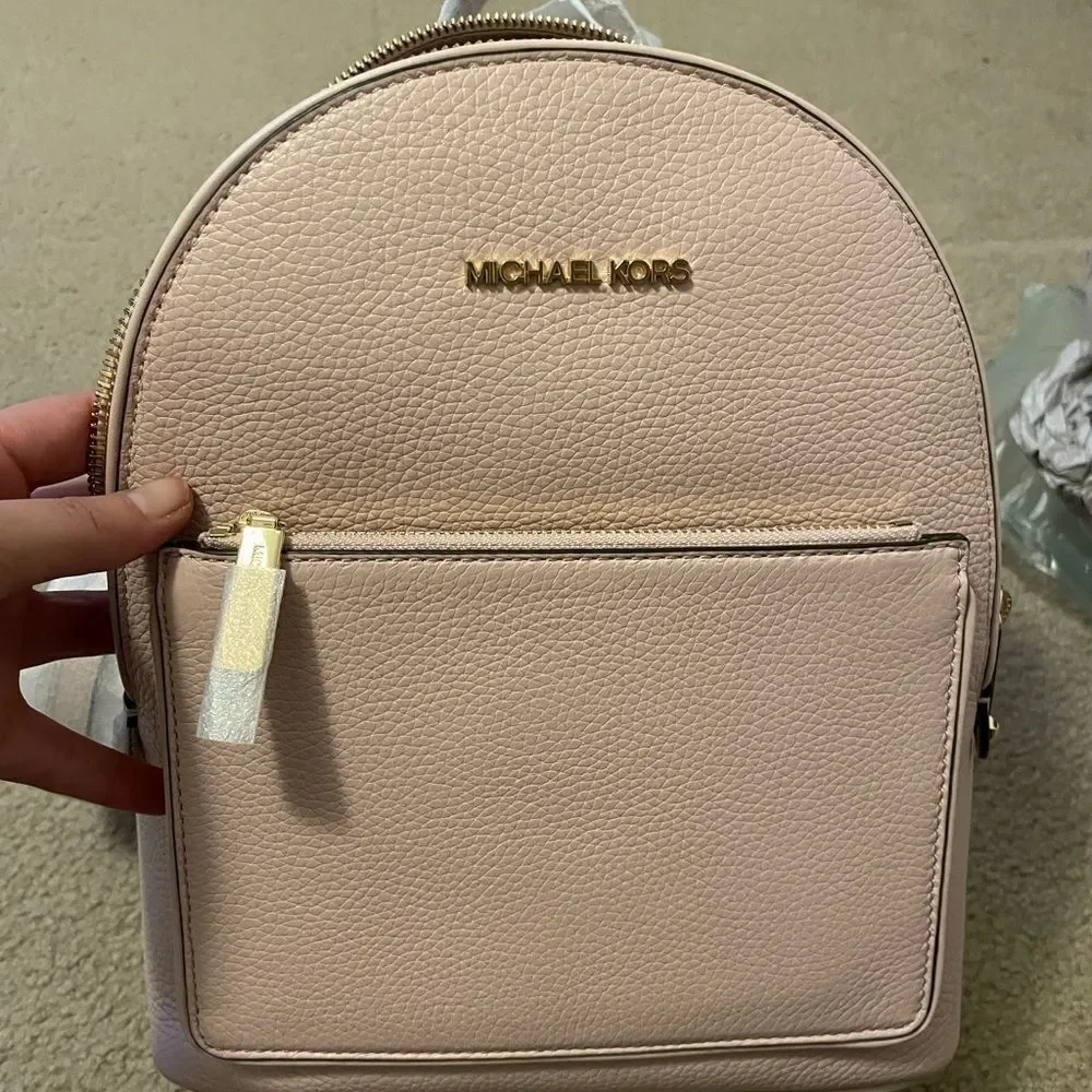 Michael Kors Adina Kenly Backpack Powder Blush Pink Pebbled Leather NWT